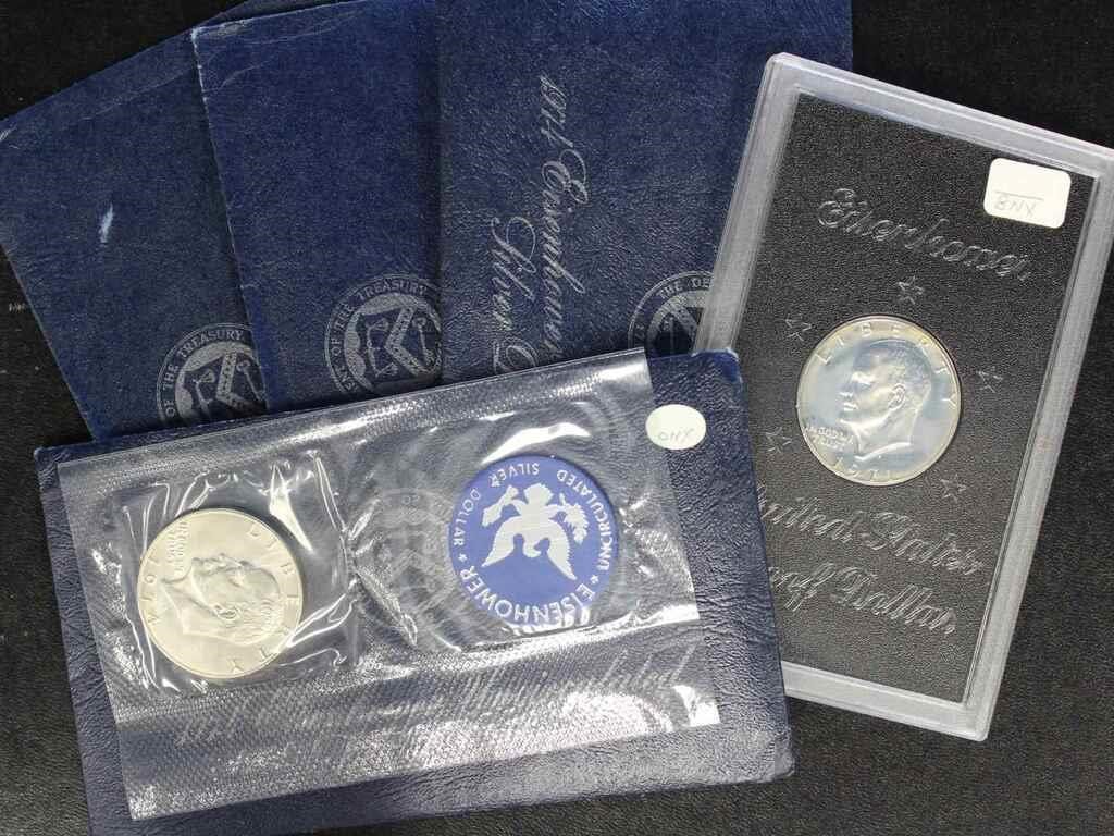 US Silver Coins 5 Eisenhower Proof Dollars in orig