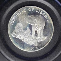 Liberia Coins 1974 Five Dollar Silver Coin