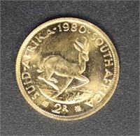 South Africa 1980 2R Gold Coin, weighs approx. 8 g