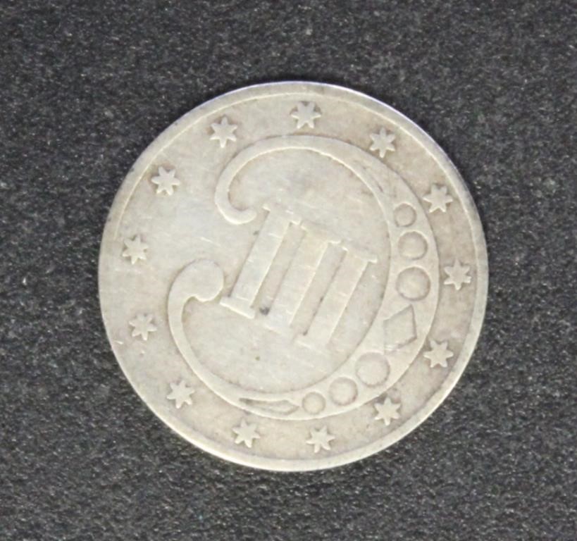 US Coins 1852 3c Silver Piece, VF
