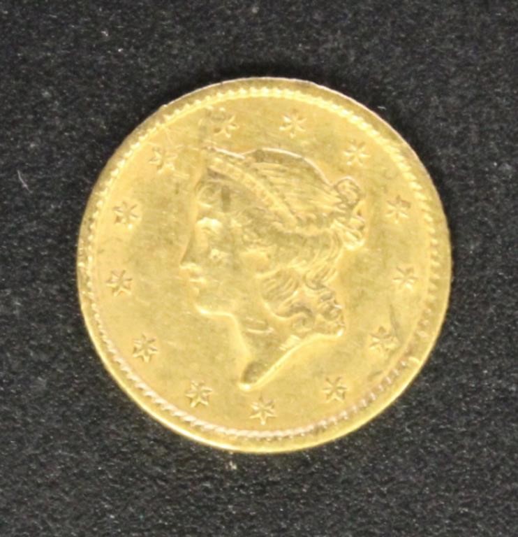 US Coins 1851 Type 1 Gold Dollar, Circulated