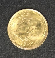 Mexico Coins 1945 2 1/2 Peso Gold Piece, uncircula