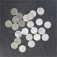 US Coins 25 Steel Pennies 1943 World War 2 era, ci