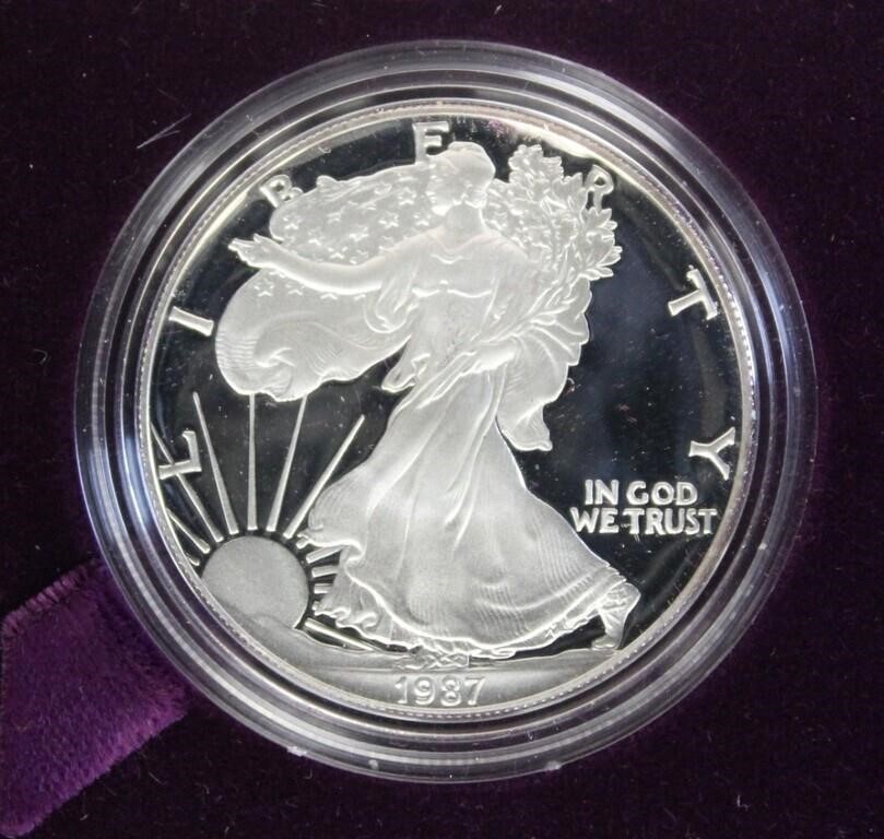 US Coins 1987 Silver Eagle Proof in original box