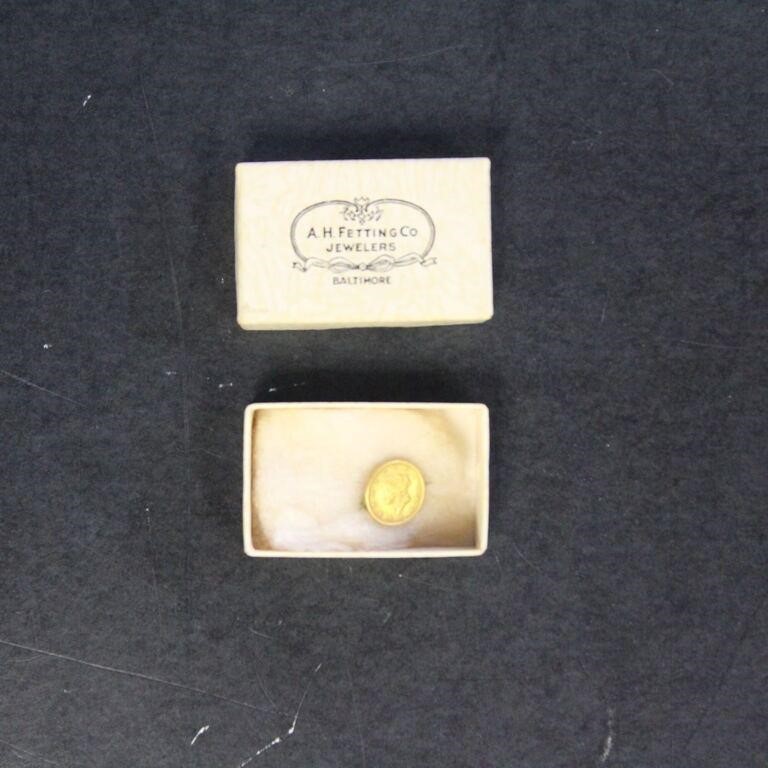US Coins 1853 Gold Dollar turned into a pin
