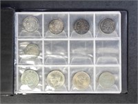 Worldwide Silver Coins in small album, Europe mid-