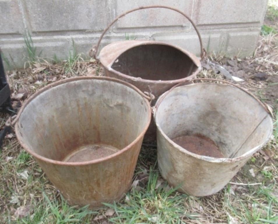 (3) Galvanized metal buckets.