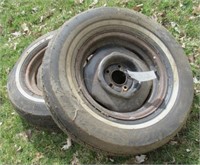 (2) 15" 5-lug tires and rims, used condition.