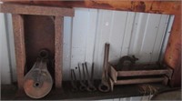 Barn pulley, metal hand pullers etc.