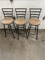 3- Counter Swivel Padded Brown Stools 30" to Seat