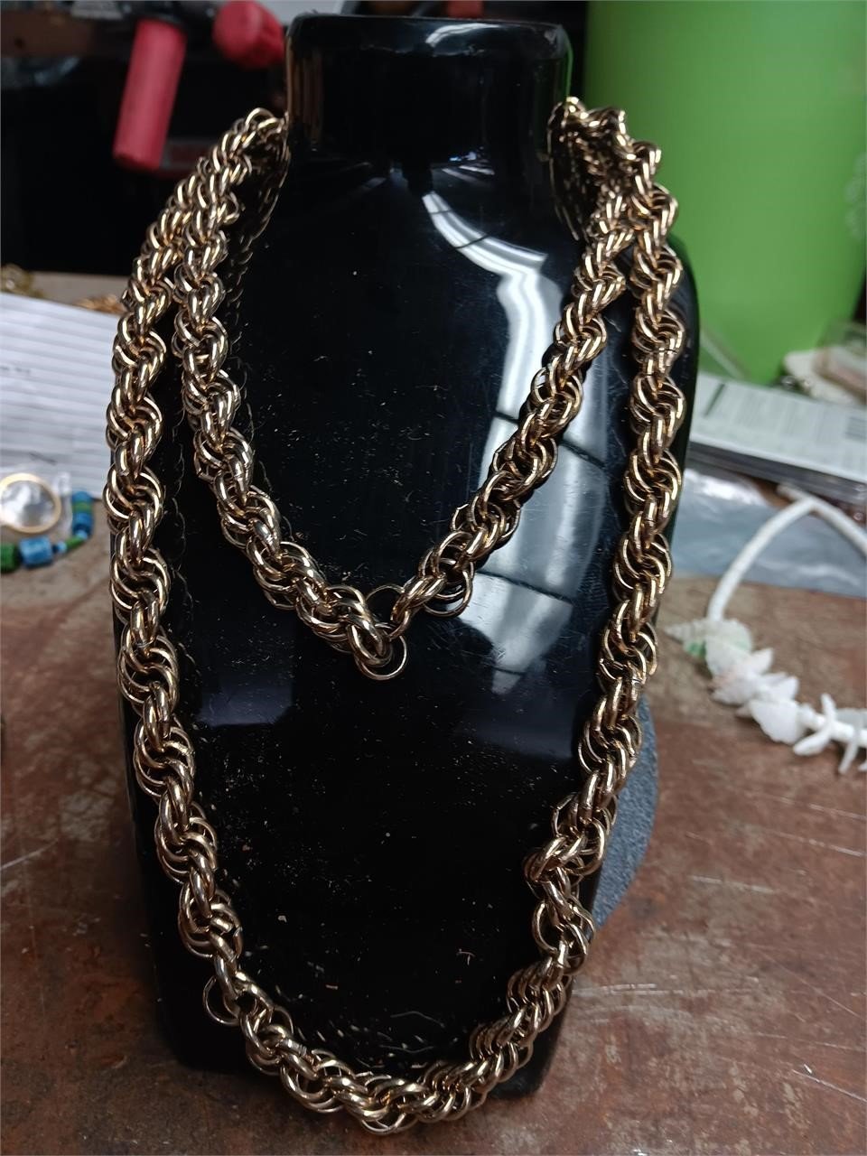 Gold Toned Thick Link Necklace