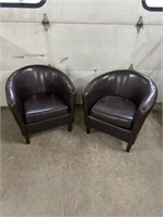 2 Curved Back Faux Leather Chairs