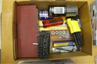 Drill bits, sharpening stones, allen wrenches, mis