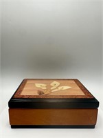 Wooden Jewelry Box W/ Calla Lily Pattern