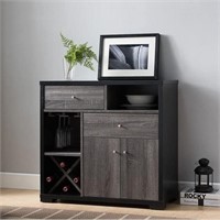 Q-Max Dual-Tone Wooden Wine Cabinet  Black & Distr