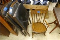 3 items - child's rocking chair, 2 folding chairs