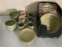 36 pcs green and cream dish set