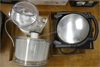 3 items - waffle iron, chopper and other
