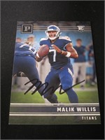 Malik Willis Signed Trading Card RC COA Pros