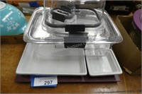 Kitchen storage containers and serving tray