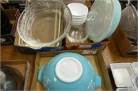 3 flats PYREX and CORELLE dishes