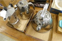 2 flats teapots and coffee pots