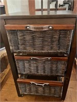 Storage Cabinet 3-Tier w/3 Wicker Baskets