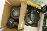 2 boxes ROWE pottery green glaze dishes