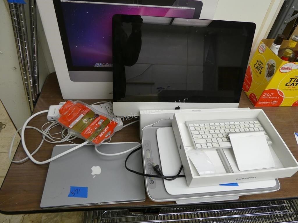 APPLE 2001 computer, monitor, HP printer and keybo