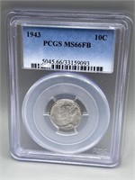 1943 PCGS MS66FB Mercury Silver Dime