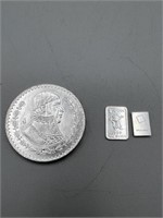 1964 Silver Un Peso, 1 Gram 999 Fine Silver, 1 Gra