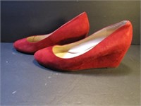 Nine West Red Wedge Heels Size 8M
