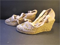 Montego Bay Club Lace Up Wedge Heels Size 7.5