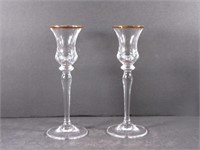 Two Mikasa Crystal Jamestown Gold Rim Wine Goblets