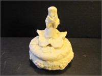 Ceramic Bisque Trinket Box with Angel Holding Bird