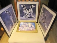 Four Adorable Dalmation Framed Pictures