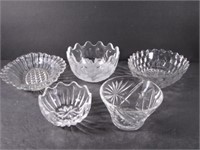 Five Cut-Glass Bowls and Trays