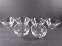 Four Large and Two Small Odd Shaped Dessert Bowls