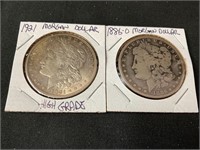 1886-O and 1921 Morgan Silver Dollars
