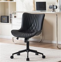YOUNIKE Armless Office Chair, Faux Leather, Black