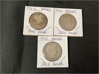 1898, 1902 and 1912-D Barber Half Dollars