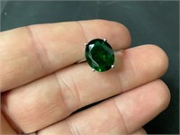 5 Carat Emerald and Sterling Silver Ring – Size 7
