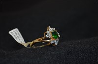 14k SYN Emerald CZ Ring