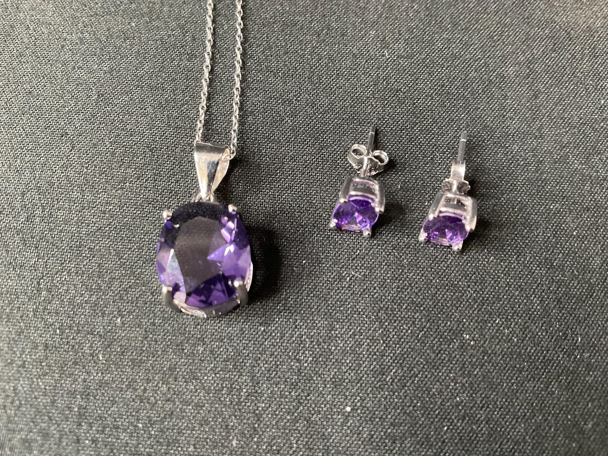 Amethyst and SterlingNecklace & Earrings Set