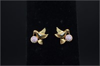 1990 Avon Porcelain Rose Hummingbird Earrings