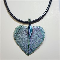 Natural Leaf With Leather Chord Necklace