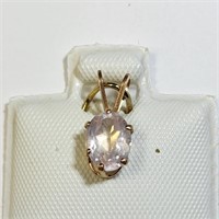 14K Yellow Gold Filled Rose Quartz(0.8ct) Pendan