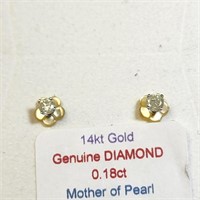 $400 14K  Diamond 2In1 With Mother Of Pearl(0.18ct