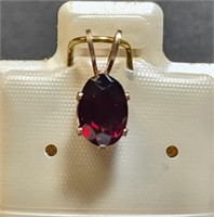 Silver Garnet 6X8Mm Pendant