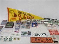 BOX OF ASSORTED PHILADELPHIA SPORTS COLLECTIBLES: